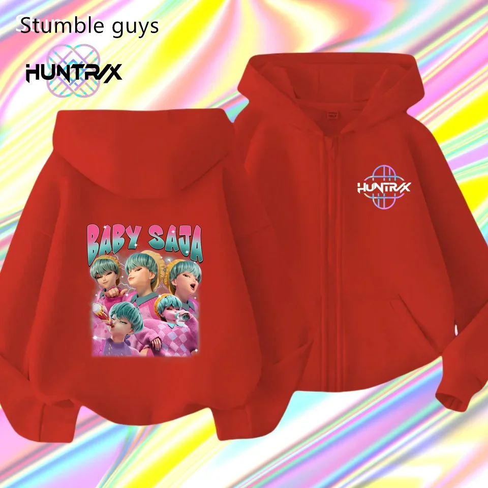 

New KPop Demon Hunters 3-12Y Kids Zipper Hoodie Spring Autumn Sportswear Boys Clothes Girls Warm Print Casual