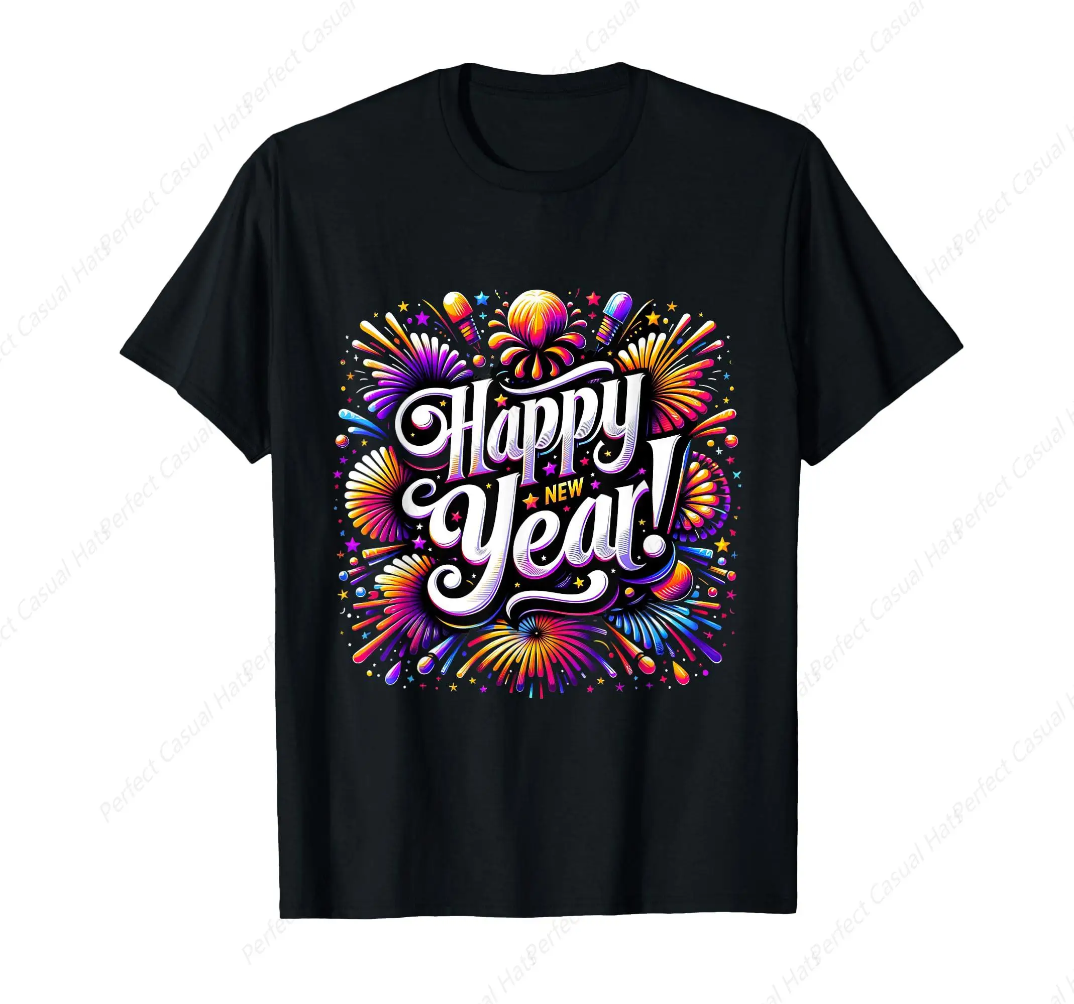 

Vintage Family New Year 2025 Fireworks Matching Tee T-Shirt Summer Shirt Leisure Cotton O-Neck Tee Unisex