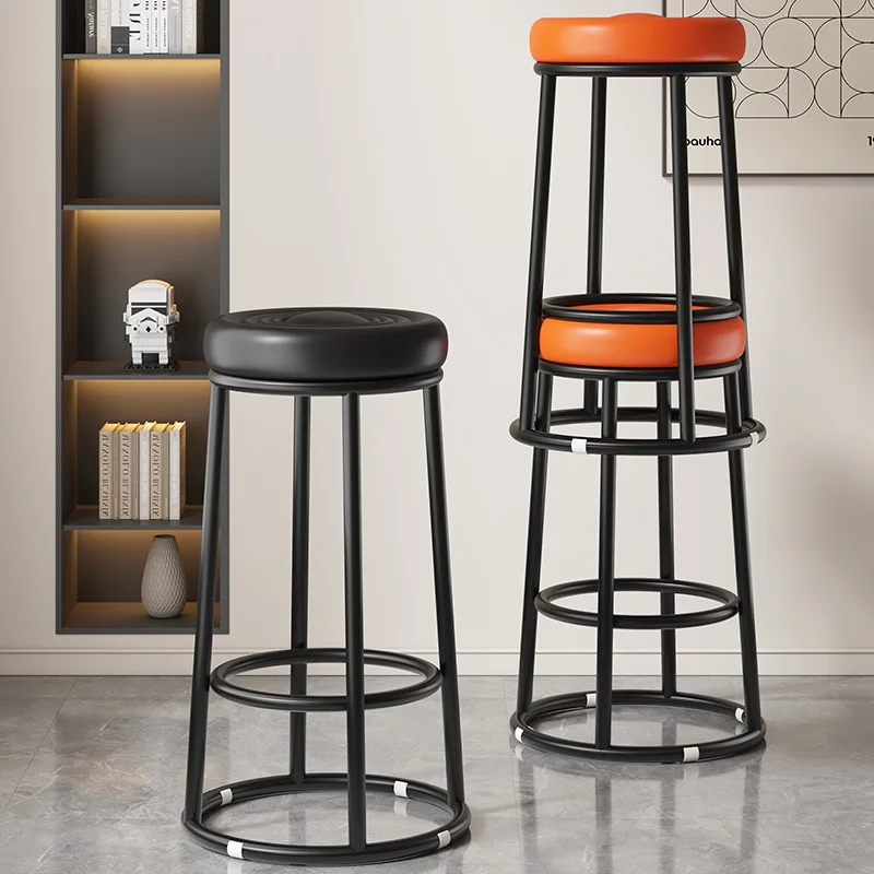 

Bar Chair Round Bar Stool Wrought Iron KTV Bar Mobile Phone Shop Counter Front Desk Stool Commercial High Stool Chair