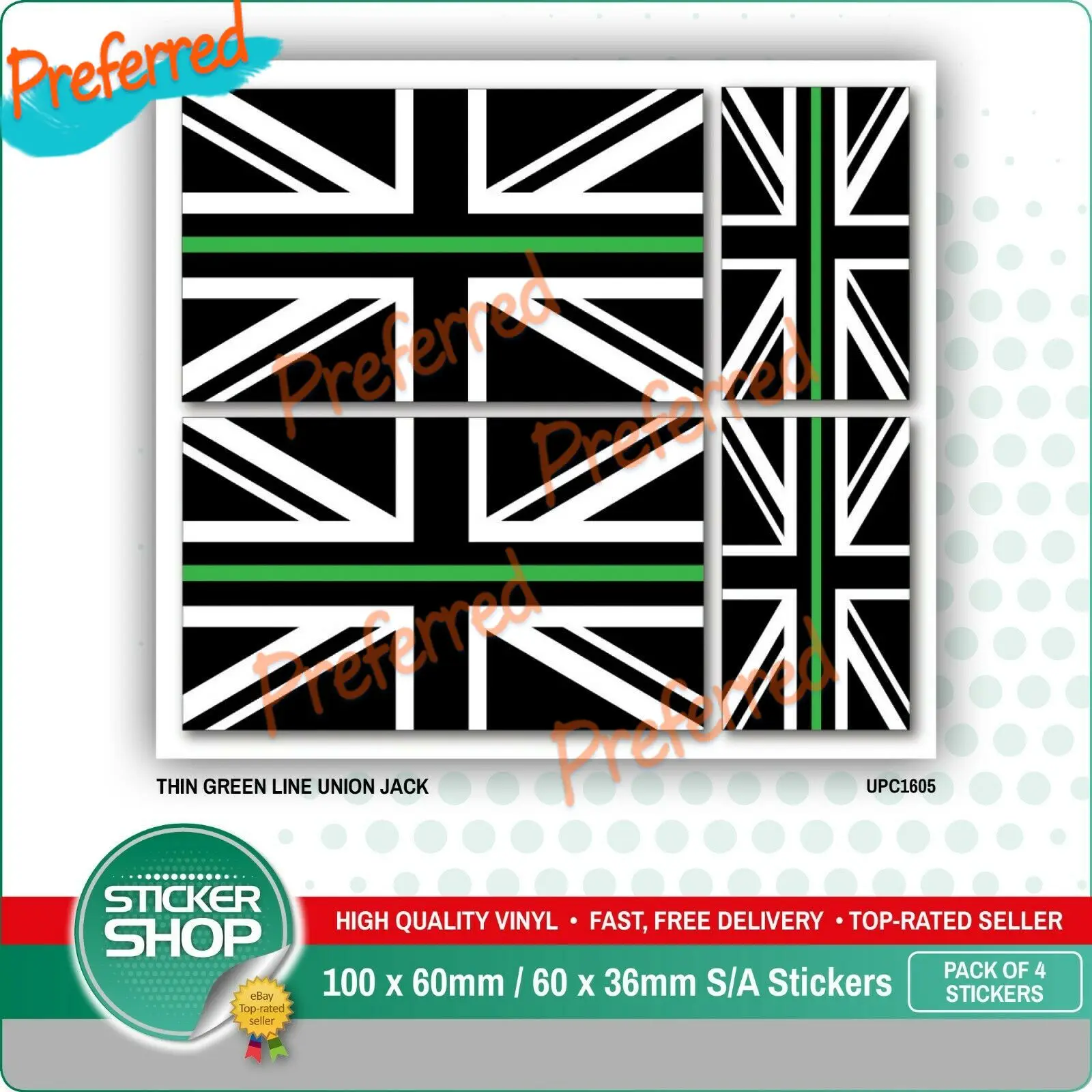 4 X Union Jack  British Flag THIN BLUE LINE POLICE VINYL CAR VAN IPAD LAPTOP STICKER BRITISH Waterproof PVC Car Sticker Decals