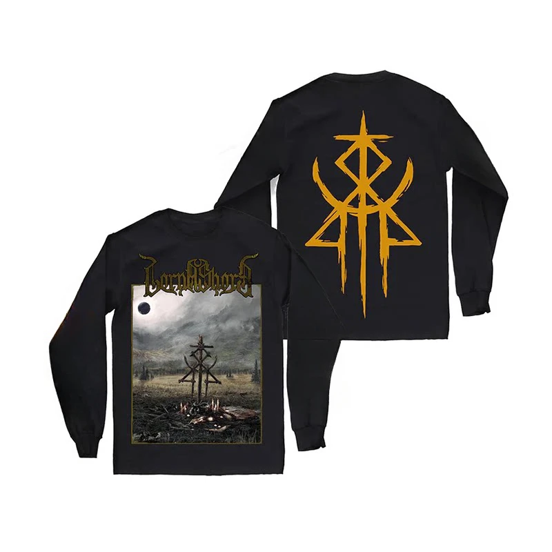 Camiseta masculina de manga comprida com gola redonda da banda Hot Lorna Shore Band's Heavy Metal Rock - American Long-sleeved Crew-neck T-shirt