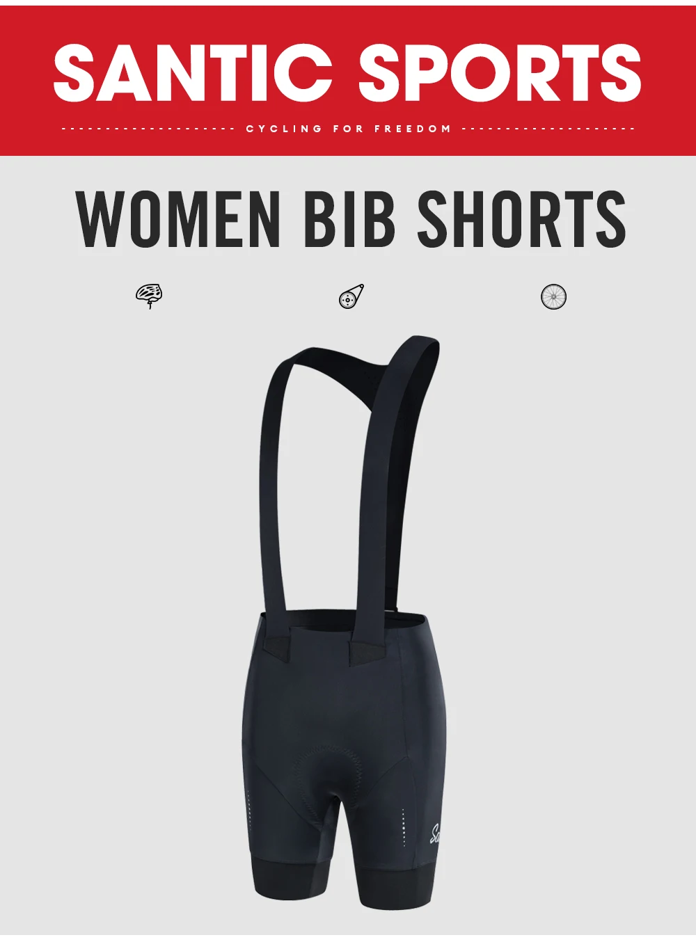Santic Damen-Radsport-Träger, 8 Stunden, stoßfest, 4D-gepolstertes Trägerhose, kurze Hose, Sommer, atmungsaktiv, Pro, reflektierend, MTB, Straßenrennhose – Detail 5