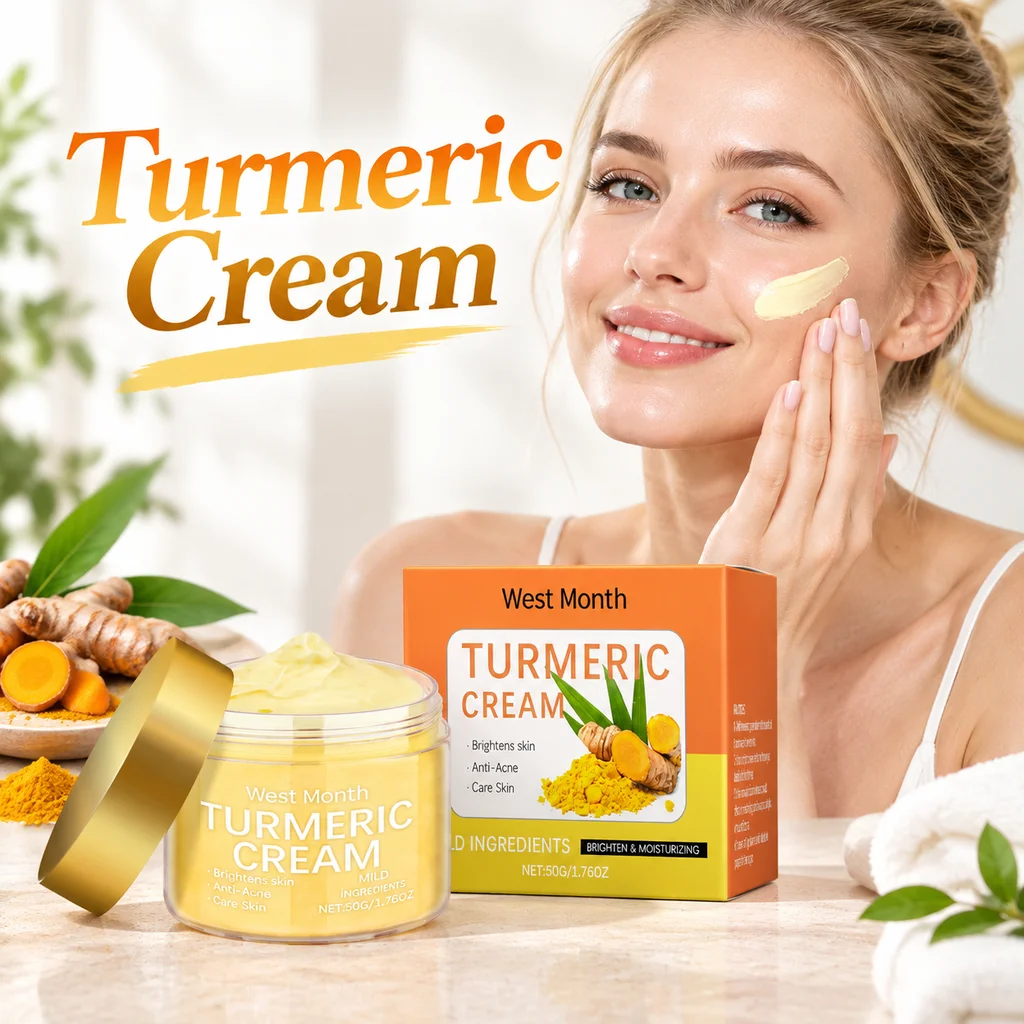 Turmeric Face Cream, Moisturizing Brightening Skin Care, Hydrating Facial Cream for All Skin Types, Smooth Radiant Looking Skin