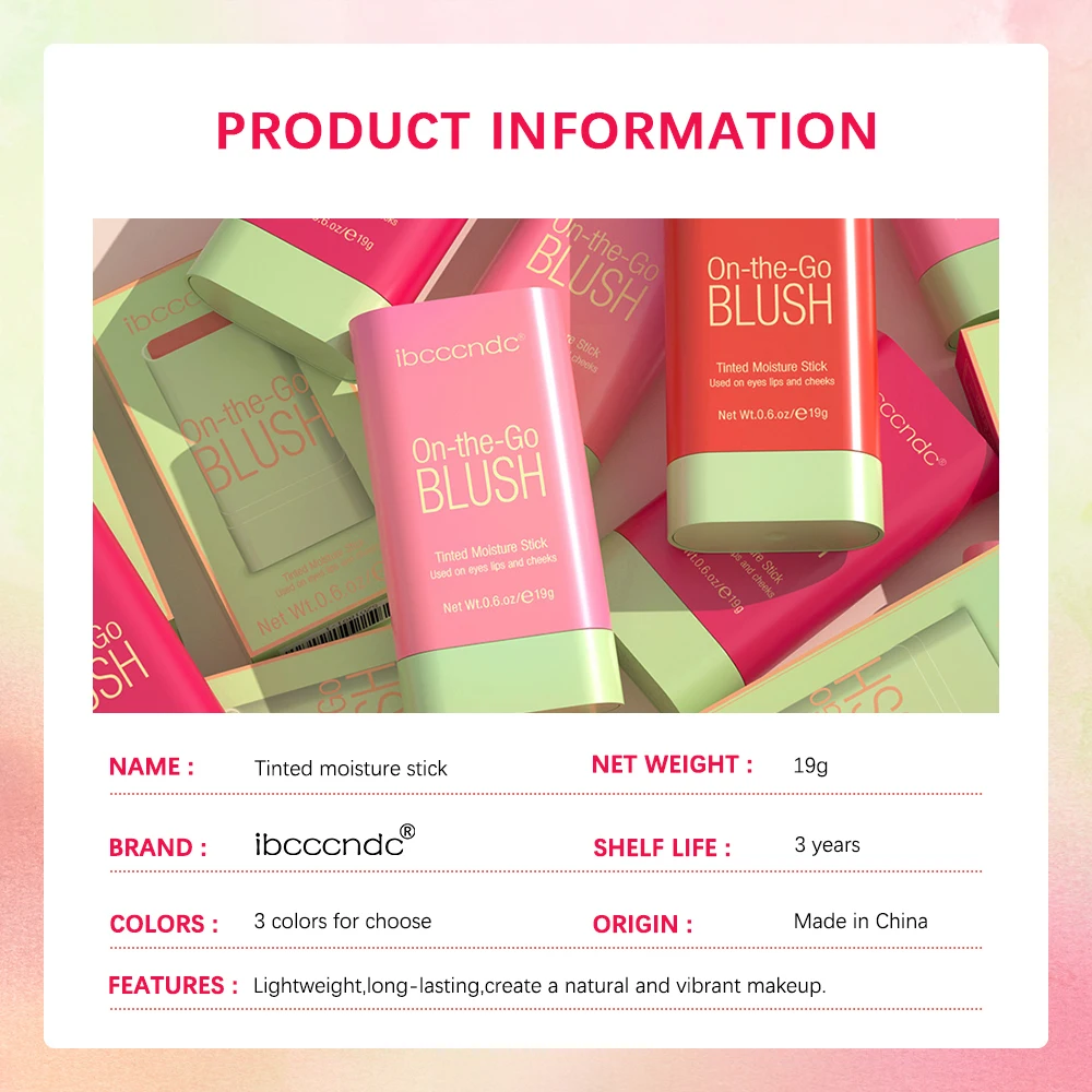 พาเลทบลัชออน pixiBlush ผลิตภัณฑ์เครื่องสำอางแบบแท่งเนื้อแมทติดทนนาน บลัชออนสีชมพูแบบแท่ง สไตล์เกาหลี