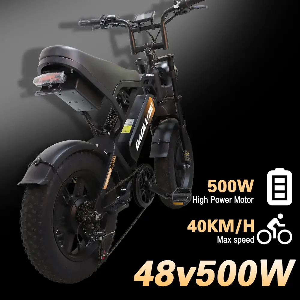 【1 ano de garantia】BAOLUJIE F2 Adulto E-bike 5000W 48V 13Ah Bateria de lítio Bicicleta elétrica para viagem, pneu Ebike de 16"