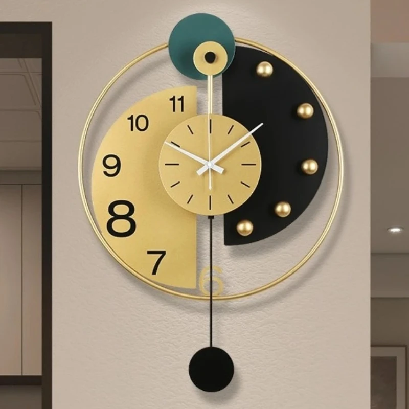 

2025 New Living Room Wall Clock Restaurant Swinging Digital Clock Mural Watch Corridor Mute Metal Wall Clock Room Decorations