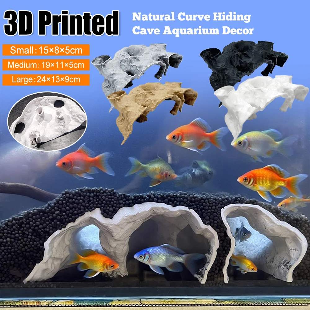 ديكور خزان الأسماك منحني نفق كهف مخبأ لسمك السلور لوتش بليكو وأسفل المهملات حوض السمك الصخور المأوى الزينة