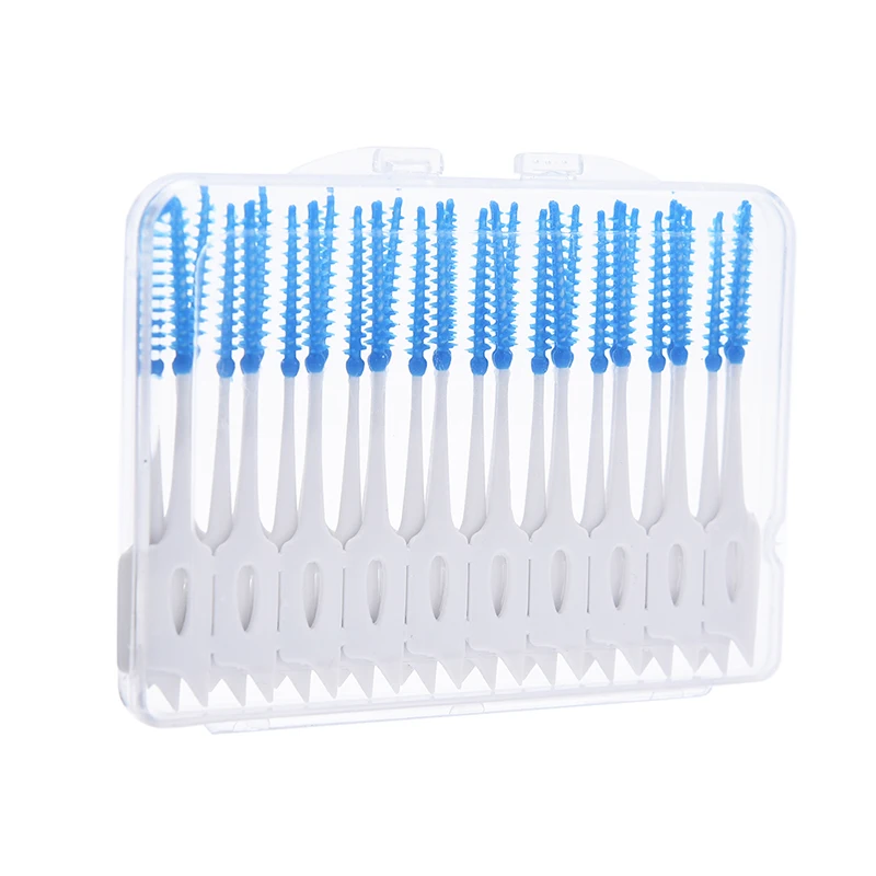 40pcs Floss sticks Interdental Brushes Oral Cleaning Double Head Soft Silicone Teeth Dental Cleaning Toothpicks Oral Care