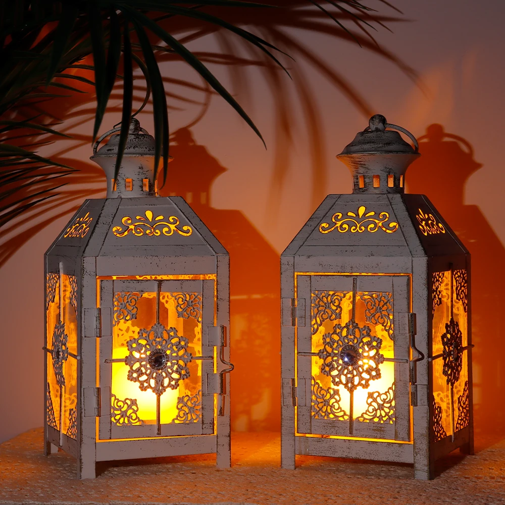 Set of 2 Vintage Candle Holder Decorative Lantern Hanging Candle Lantern for  Wedding Parties Patio Indoor Outdoor Home Decor