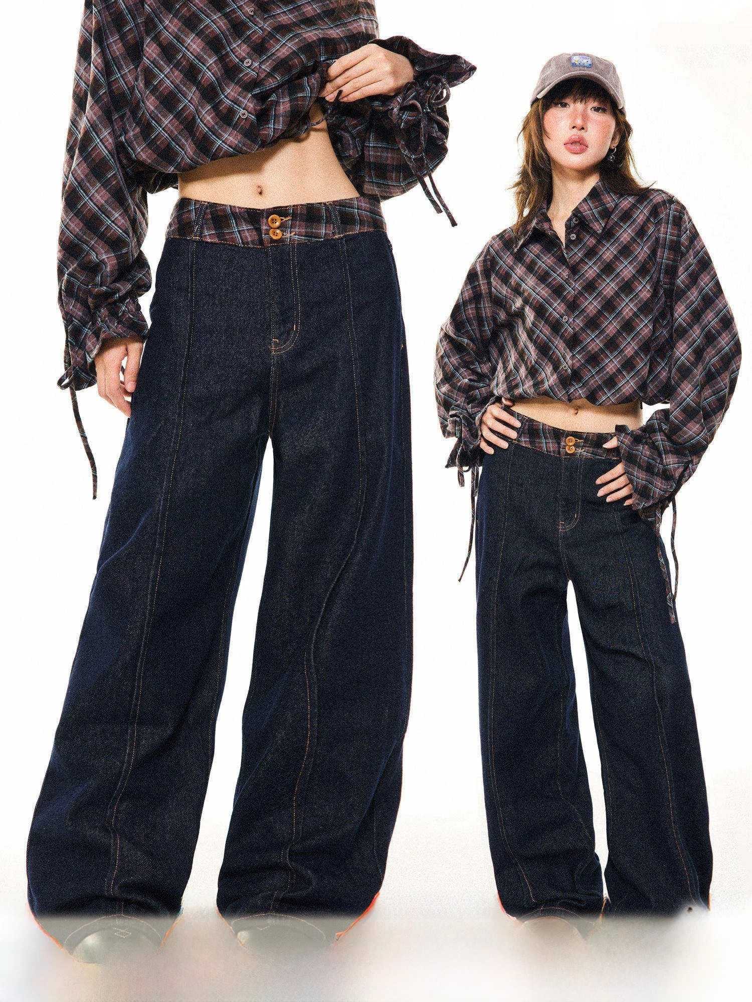 

Джинсы Young Stage Original American Plaid свободного прямого кроя, женские универсальные джинсы-клеш в пол, утягивающие джинсовые брюки