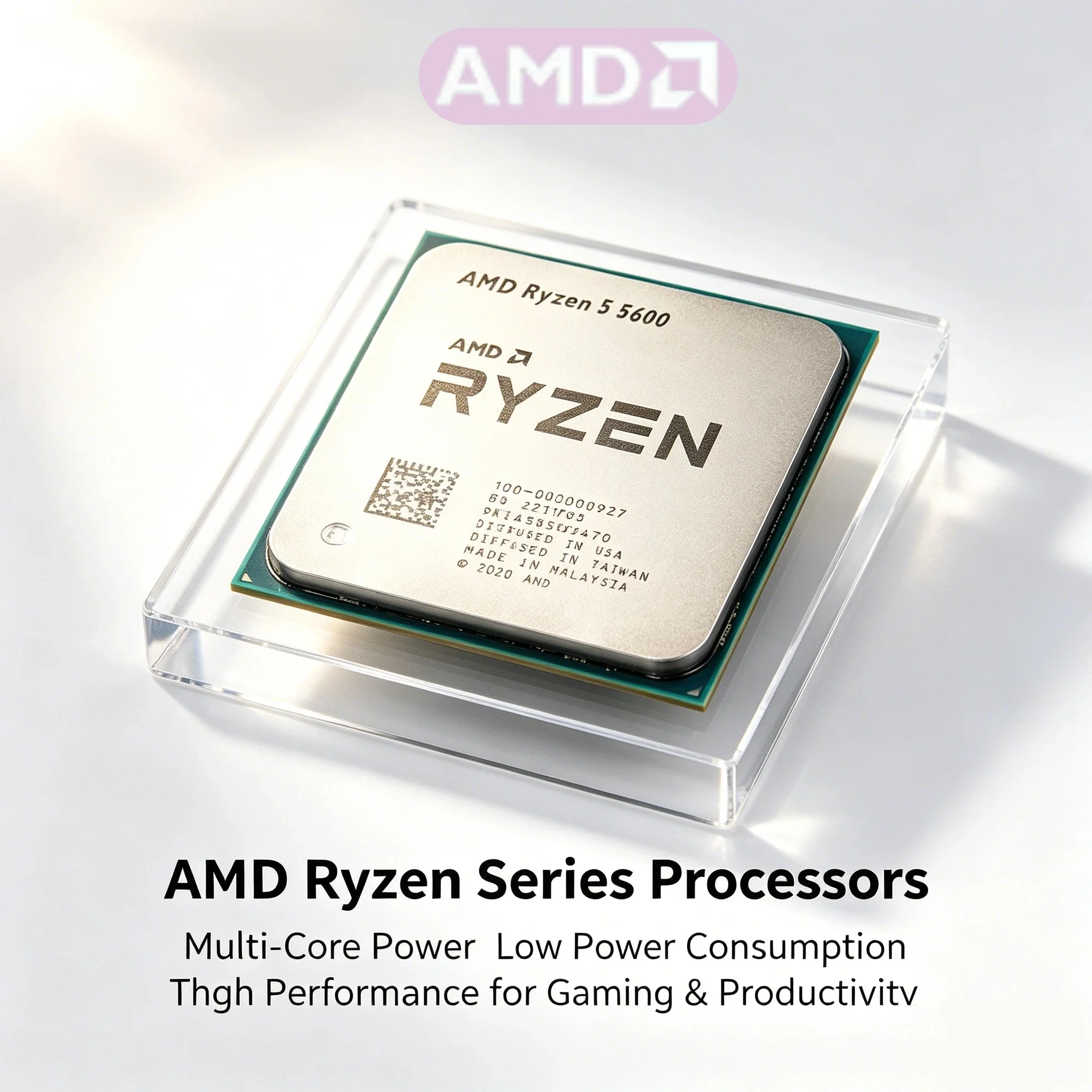 

AMD Ryzen 5 5600 4.4GHz Boost 6 Core 12 Thread 65W Socket AM4 Desktop Gaming CPU Tray No Fan R5 5600 Ultra 4K
