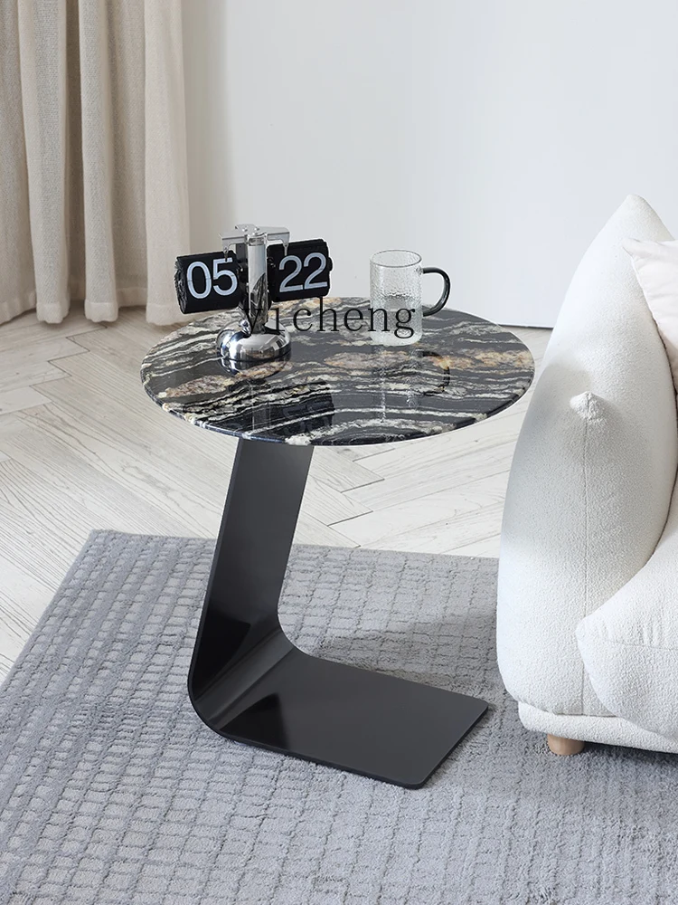 Zf Natural Luxury Stone Small Table Marble Stone Plate Minimalist Coffee Table Creative round Table