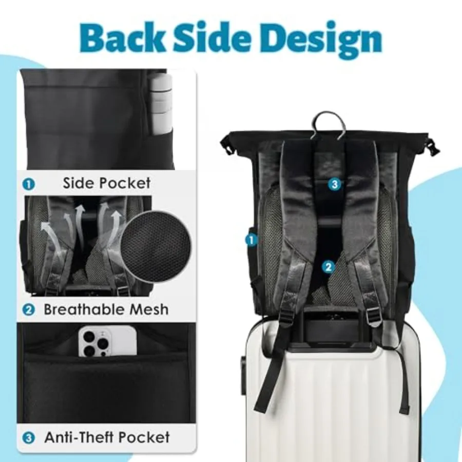 حقيبة ظهر bl4ck fl4g RFID مضادة للسرقة للكمبيوتر المحمول مقاومة للماء 29L حقيبة سفر للرجال والنساء تناسب الكمبيوتر المحمول مقاس 15.6 بوصة #4