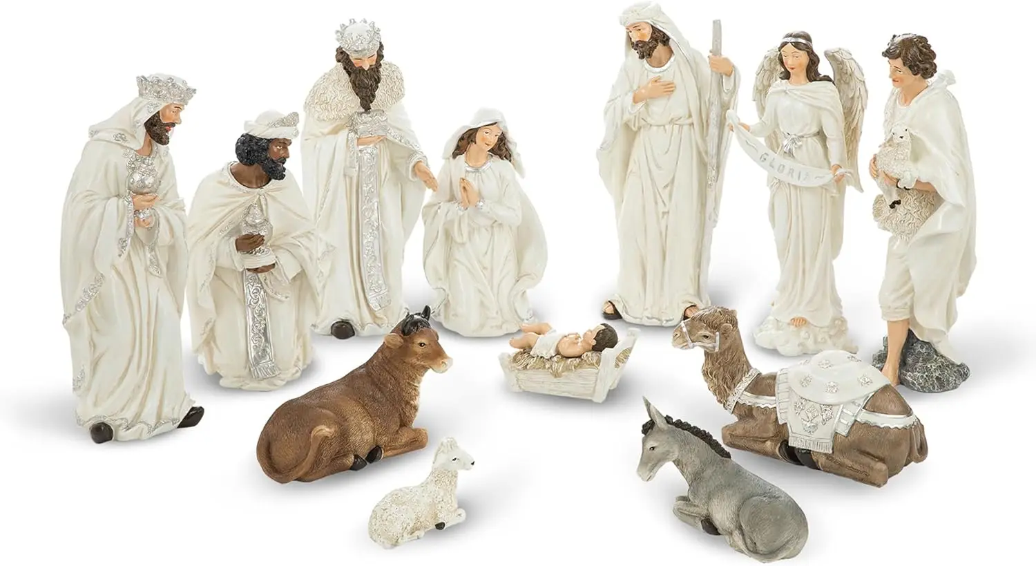 15.5 Inch Oversized Nativity Sets for Christmas Decor Set of 12 Nativity Scene Collectible Figurine Sets for Tabletop Decor