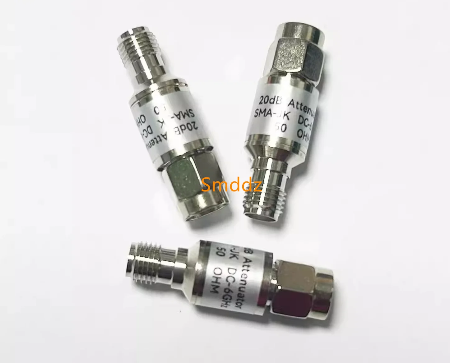 2 piece, SMA coaxial RF signal attenuator 2W stainless steel 6G,  1dB   2dB   3dB   5dB   6dB   10dB   15dB   20dB   30dB   40dB