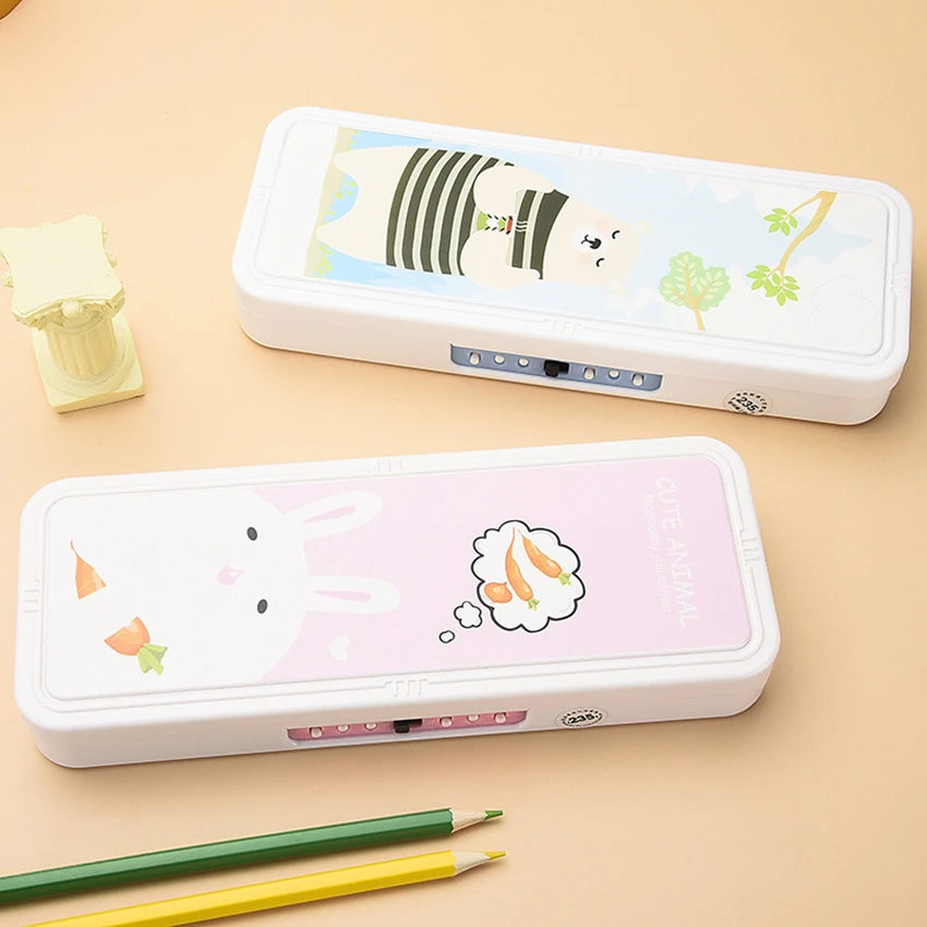 Pencil Case Password Box Kawaii Trousse Estojo Escola Cute Animal Korean Stationery Multifunctional Girls Boys School Supplies