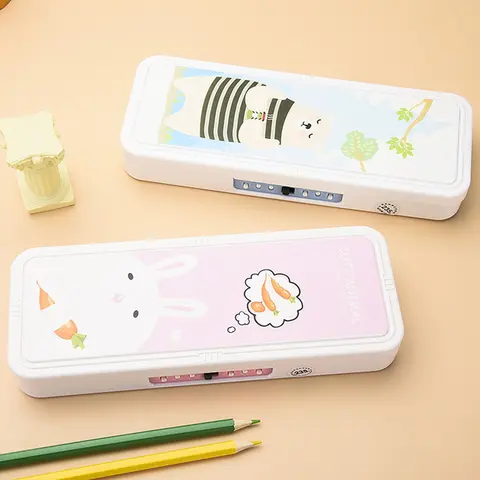 연필 케이스 암호 상자 Kawaii Trousse Estojo Escola 귀여운 동물 한국어 편지지 다기능 소녀 소년 학교 용품