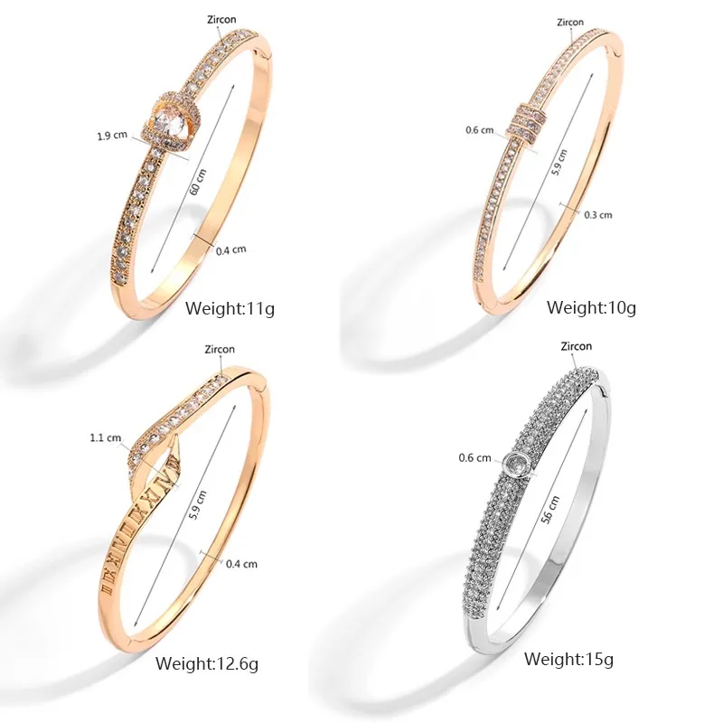 RAKOL Fashion Micro Pave Cubic Zirconia Bangles for Women Korea New Bridal Bracelets Wedding Dress Jewelry Accessories