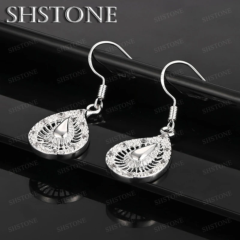 

Fashion Trend 925 Sterling Silver Water Droplet Drop Earring Woman Engagement Wedding Party Quality Jewelry Gift Accessories
