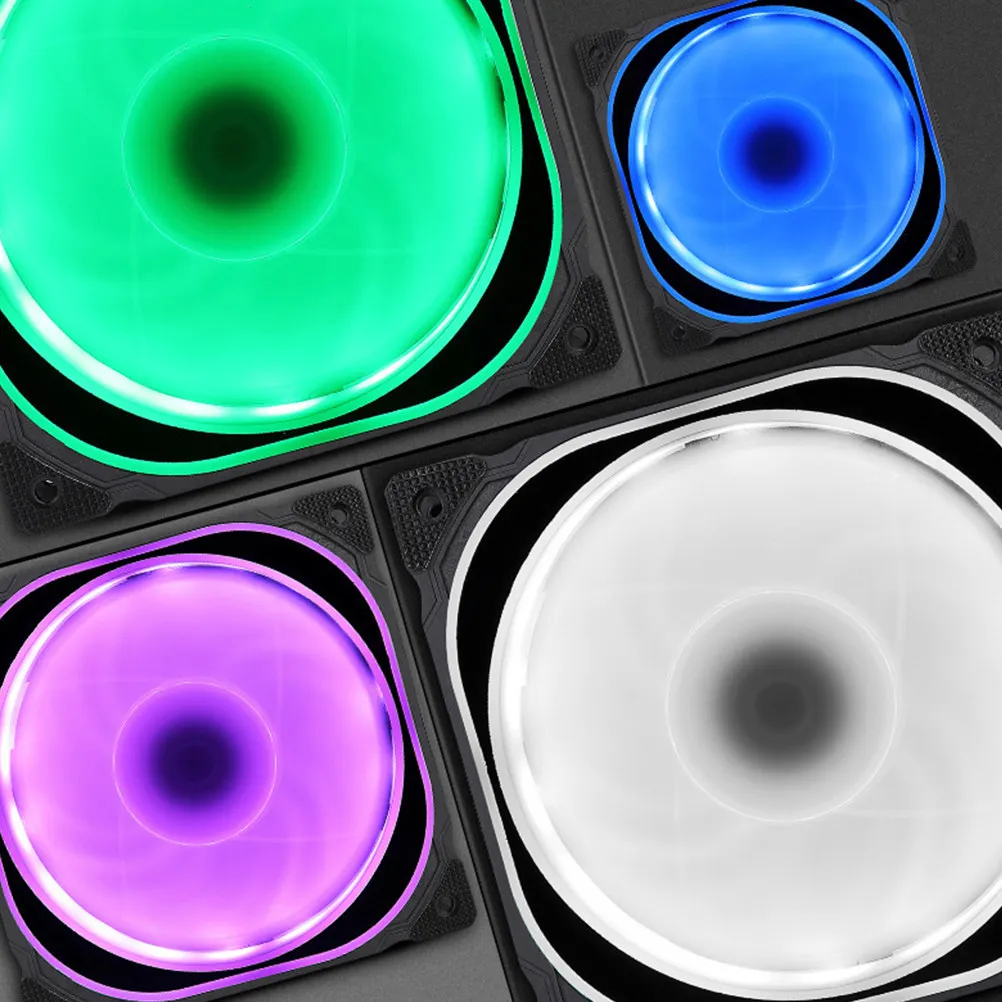 

1Set 5x12cm Rgb LED Computer Case Efficient Cooling Fan Set with Standard Controller Eye Catching Lights for Desktop Pc