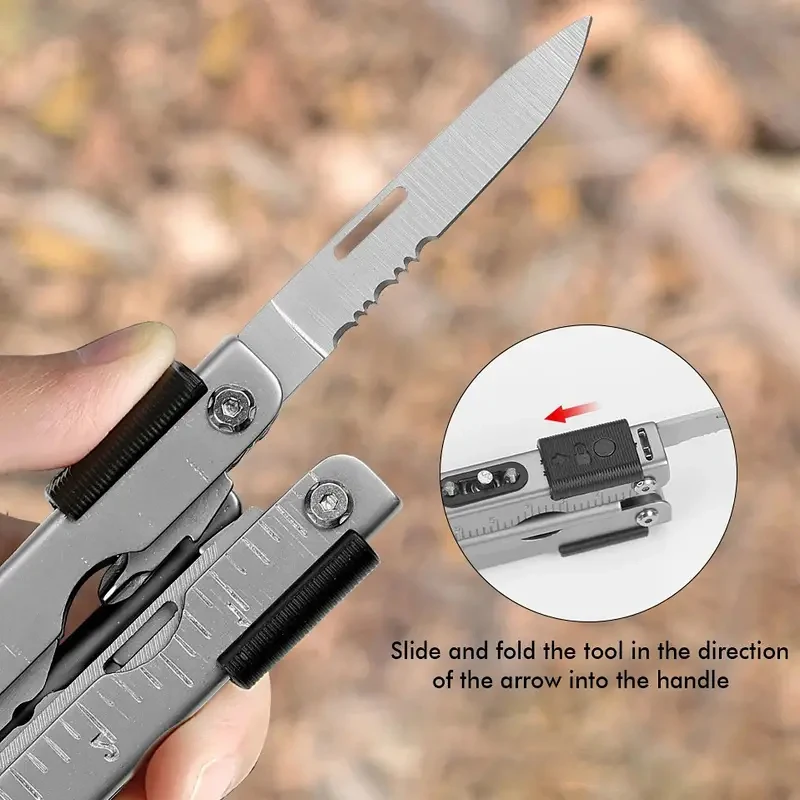 Portable Multitool Pliers Knife Bottle Opener Wire Diagonal Pliers Portable Hand Tools with Pocket for Outdoor Survival Camping