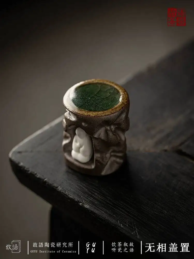 Dunhuang Formless Buddha Handmade Pet Ornament, Tea Pot Bowl Lid, Lid Holder, Vintage Chinese Style