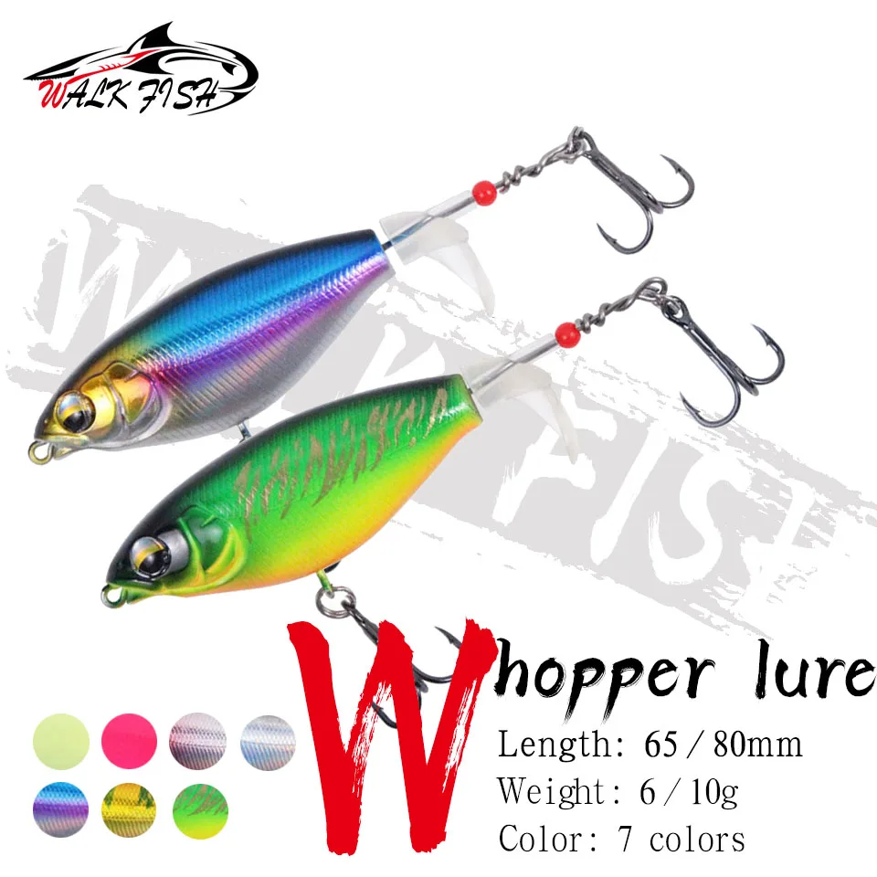 WALK FISH 1PCS Whopper Plopper Fishing Lure 6g 10g Topwater Pencil Artificial Hard Bait Bass Soft Rotating Tail Wobblers