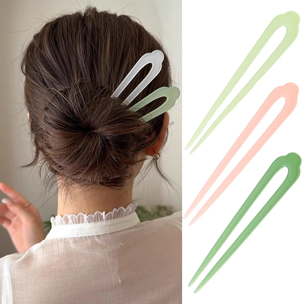 Essigsäure U Form Haar Sticks Haarnadel Brötchen Solide Haar Essstäbchen Chinesischen Stil Haar Gabel Geometrische Kopfbedeckung Haar Zubehör – Detail 1