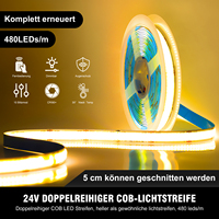 2M Dimmable COB LED Strip Light, 24V 3000K Warm White, 8mm Wide Flexible Tape for Home, Kitchen, Mirror, DIY Lighting Decor