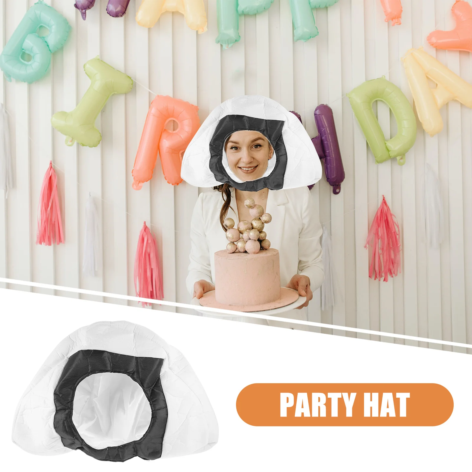 

Rice Ball Party Costume Hat Soft Material Fun Design Photo Prop Party Headgear Cosplay Headwear Hat Onigiri Headgear