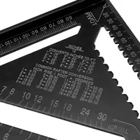 7inch 12 inch Metric Angle Ruler Woodwork Speed Square Triangle Angle Protractor Black Aluminum Alloy Triangular Measuring Ruler