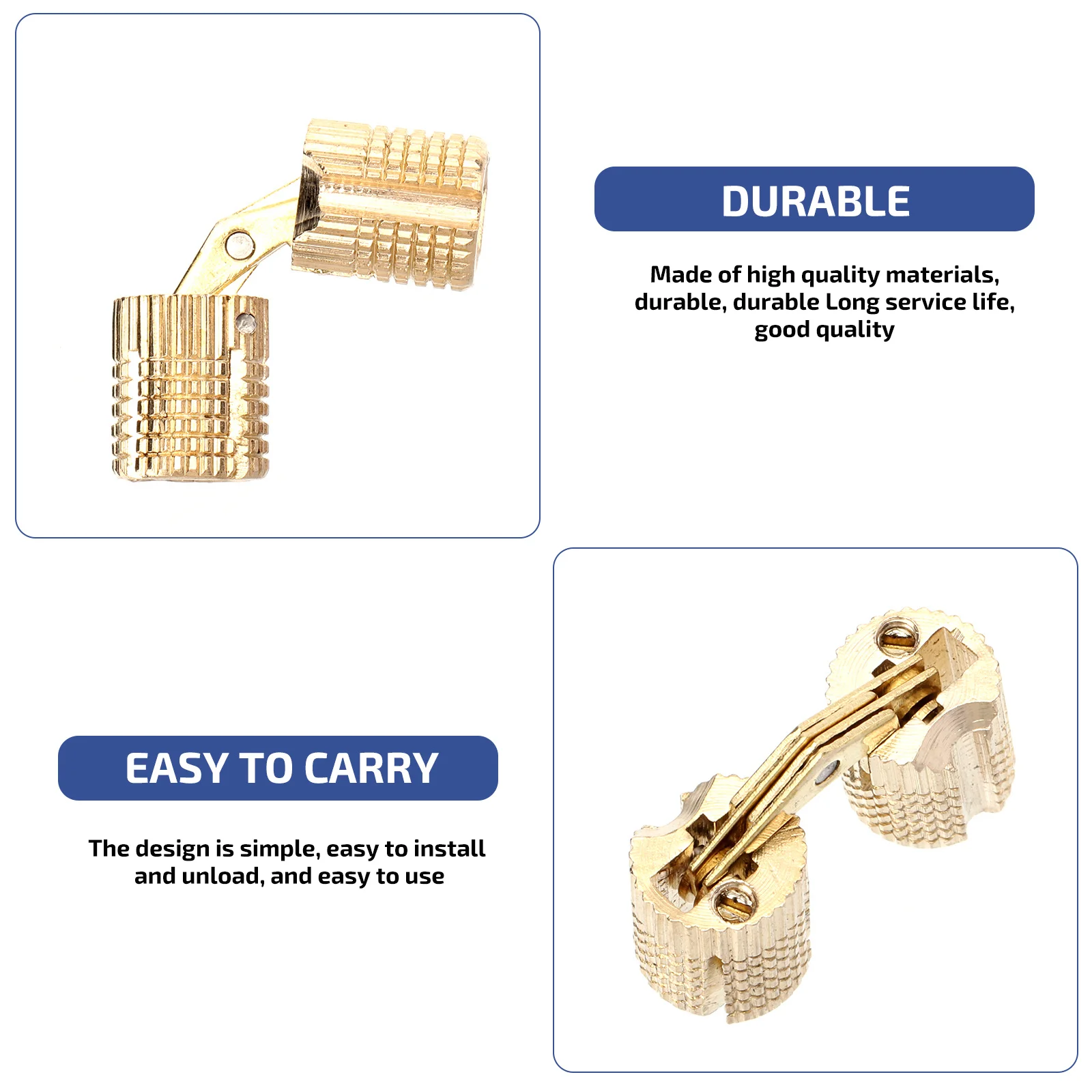 

2Pcs DIY Wood Box Material Concealed Cabinet Hinges Pure Copper Barrel Hinges for Jewelry Box 180 Degree Opening Hinge