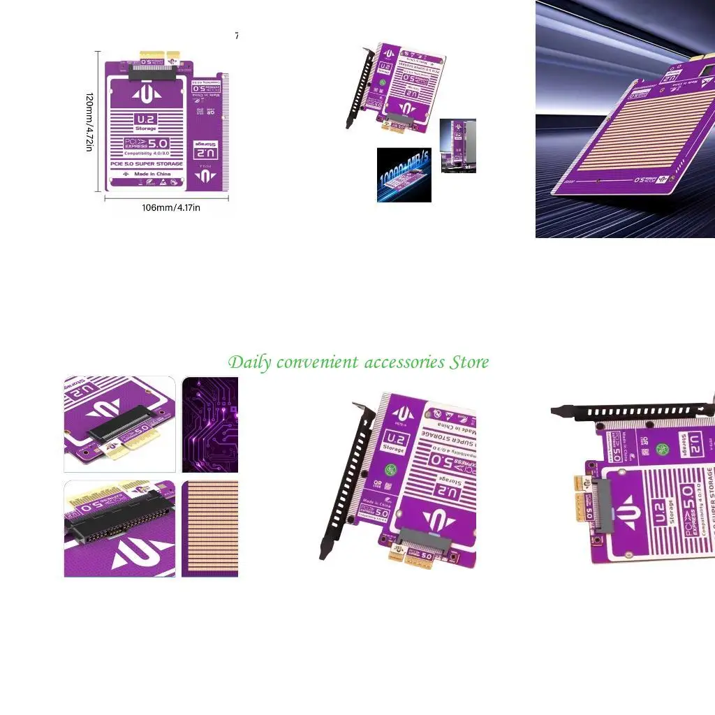 

Карта адаптера твердого диска 97QB PCIe 5.0 4X к U.2 с вертикальным монтажом и скоростью 128 Гбит/с