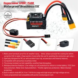 Rocket RC Supersonic V2 100A 120A 150A ESC Waterproof Brushless Speed Controller for 1/8 1/10 1/7 RC Car Parts