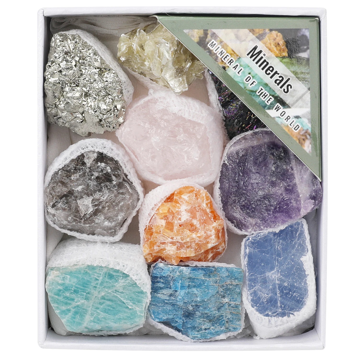 1Box Natural Quartz Raw Minerial Energy Stones Amethyst Rose Quartz Pyrite Mix Stones Chakra Divination