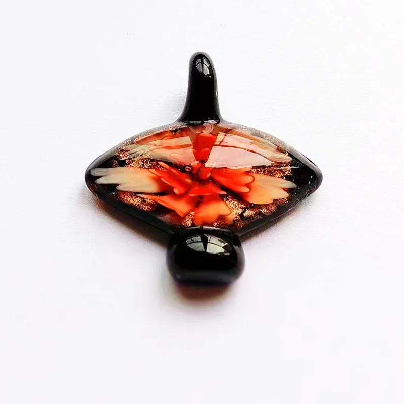 Handmade Murano Lampwork Glass 45*30MM Flower Liuli Pendant Fit Necklace  LL02