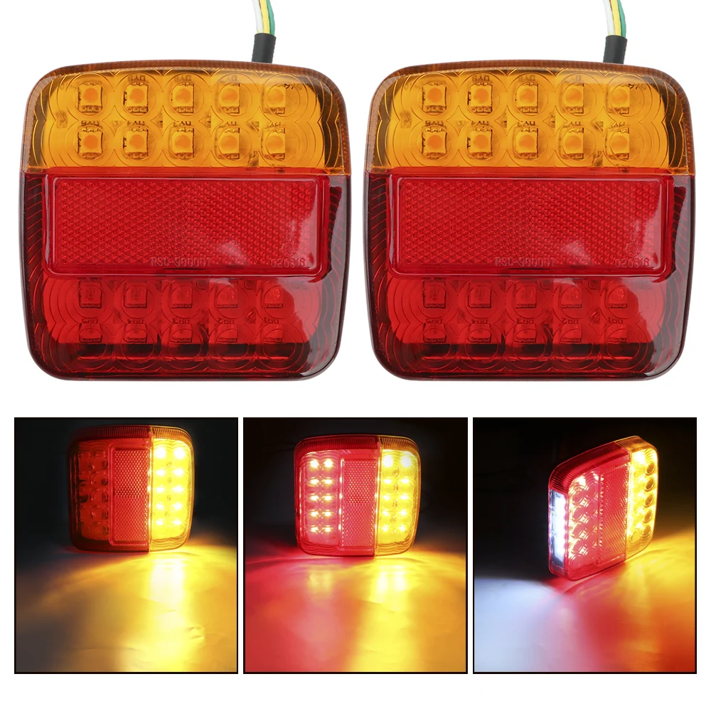 Rear Reverse Brake Stop Lamp 1 Pair Trailer Truck Caravan Taillight 12V 26 LEDs Tail Light