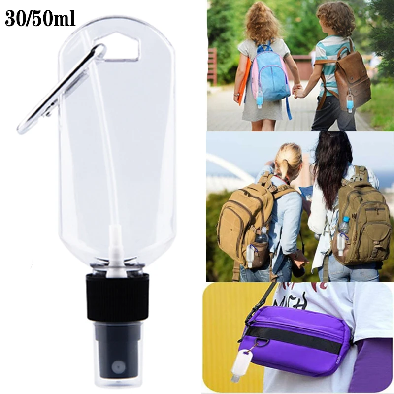 30/50ml Portable Hook Spray Reusable Inverted Spray with Hook Bottle Hand Sanitizer Bottle PETG Transparent Plastic Bottle