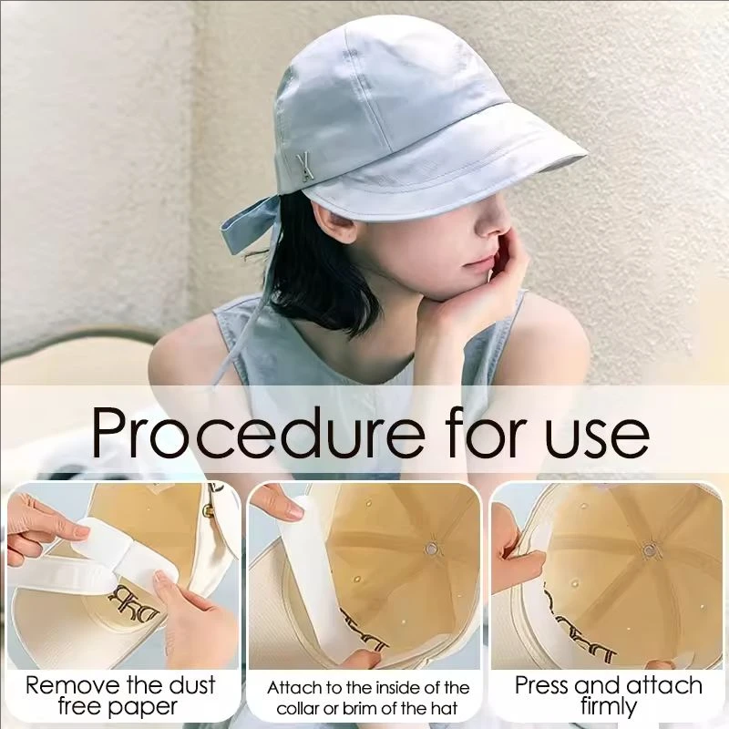 Hats Sweat Absorbing Pads Non-woven Clothing Collars Stickers Moisture-Wicking Adhesive Liners Strips for Caps Shoes