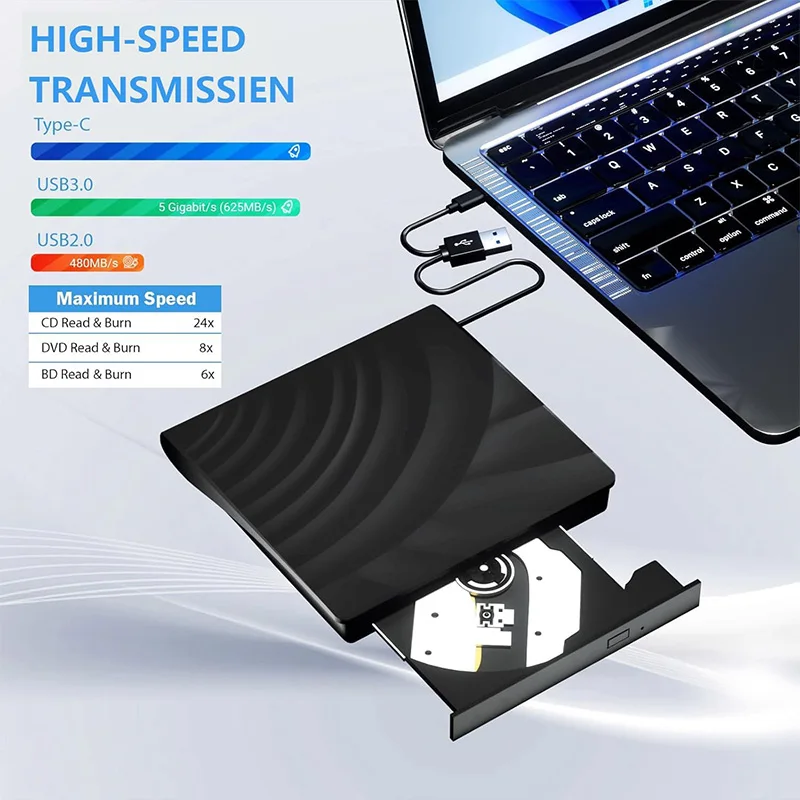 Unità Blu ray esterna USB 3.0 Portatile BD/CD/DVD -/+RW Lettore Lettore Masterizzatore per PC portatile Computer Notebook Windows Mac