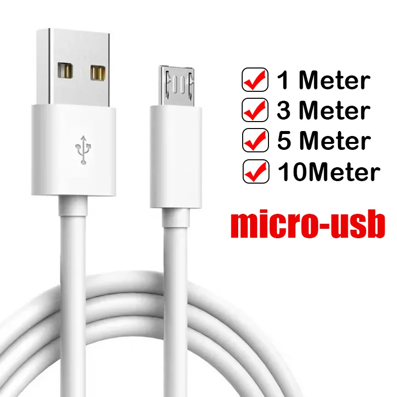 Cavo dati Micro USB 1m-10m cavo di ricarica Extra lungo universale per Android cavo di ricarica USB per fotocamera Tablet Samsung Xiaomi Huawei