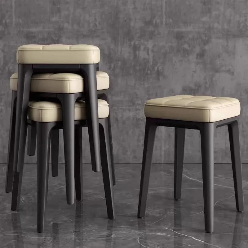 Household plastic thickened square stool, modern simple desk stool, dining room stool, low stool, stackable bench