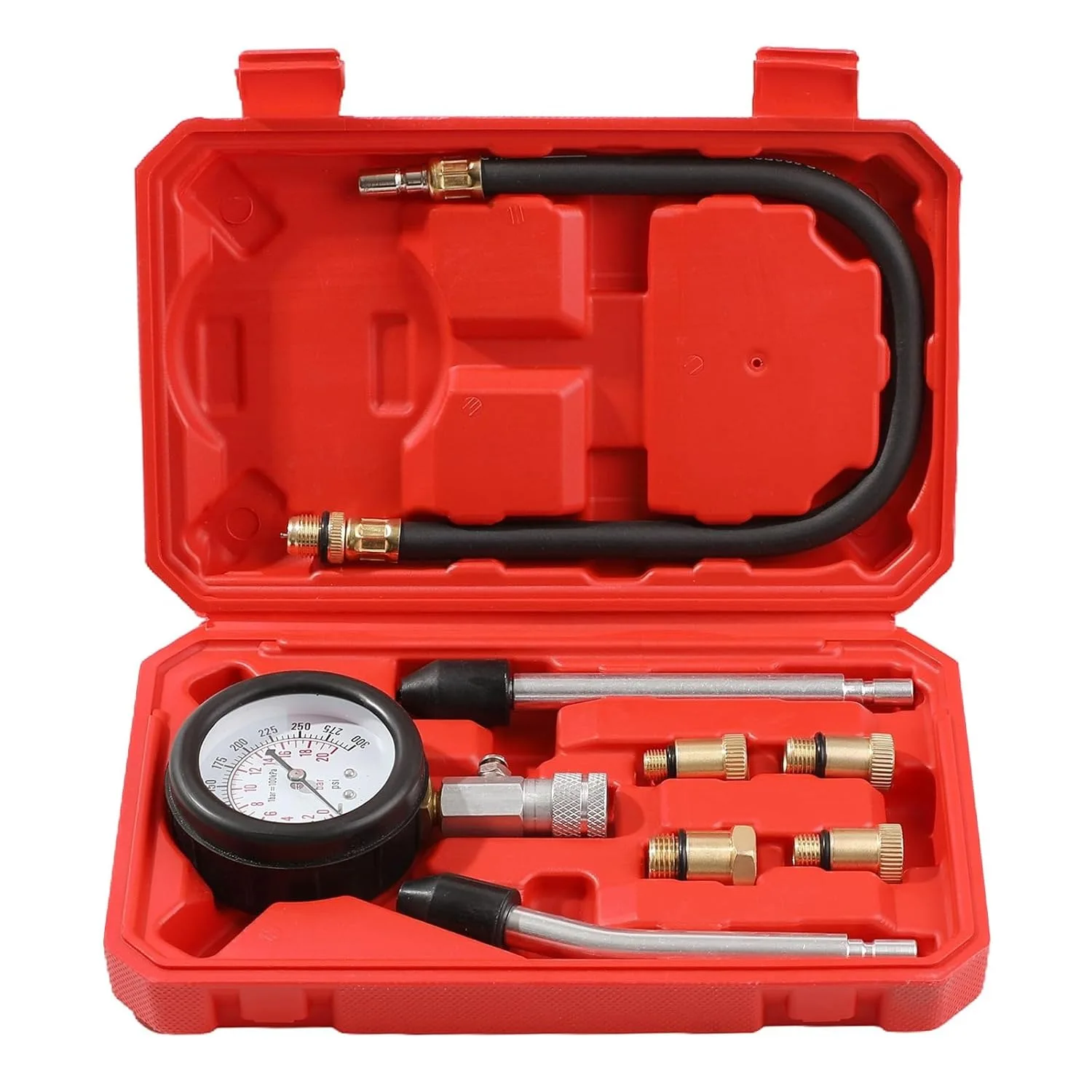 Professional Pressure Gauge Gasoline Engine Compression Meter Automotive Cylinder Tester Kit with M10 M12 M14 M18 Adapter