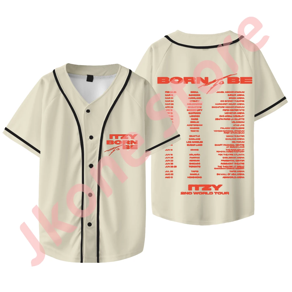 Kpop ITZY Born To Be 2024 Tour Merch Baseball Jacket T-Shirts Summer Unisex Fashion Casual Short Sleeve Tee