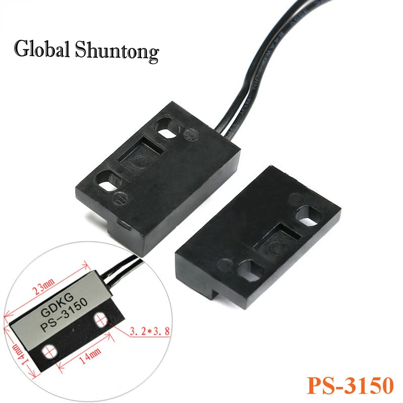 2Pcs PS-3150 Reed Switch Sensor Normally Open NO Proximity Magnetic  Door Window Contacts 30cm Wire Inductance Distance