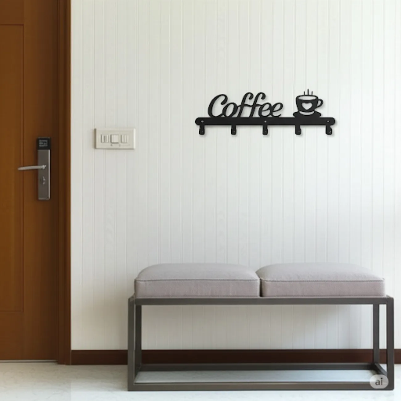 耐久性のある鉄製多目的ハンガー、カップ、鍵用、キッチンと玄関用のインダストリアルシックオーガナイザー、省スペースな家の装飾