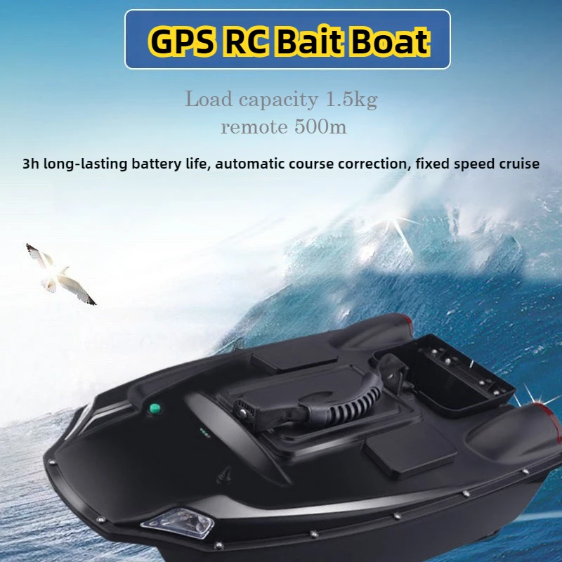 

Double Warehouse Fishing Bait Boat, 6kg Load, GPS Wireless Remote Control RC Bait Boat with Feeder & Fish Finder, 500M