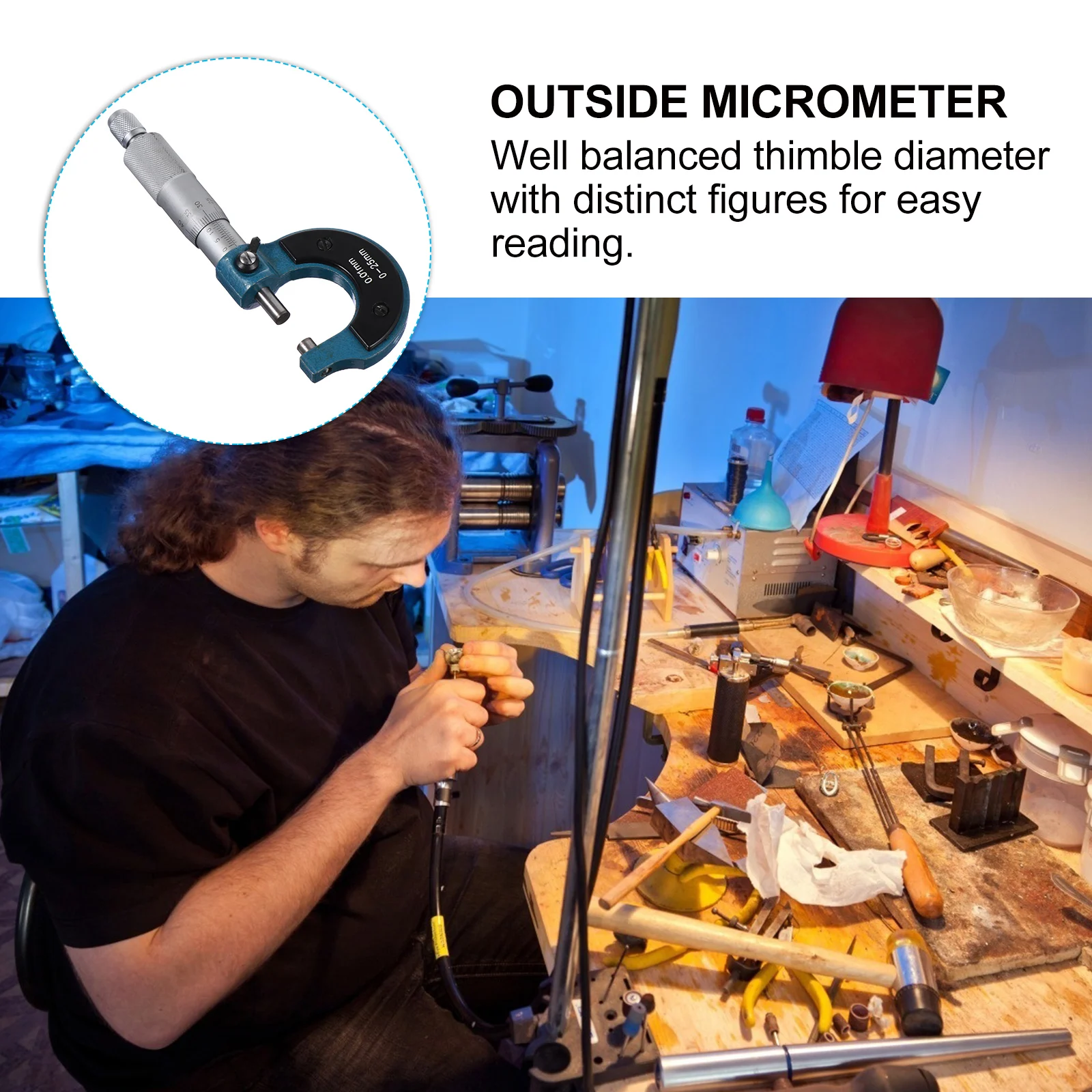 

Outer Diameter Micrometer 0-25Mm Metric Outside Micrometer Gauge Precision Measuring Tool For Thickness Screw Caliper Portable