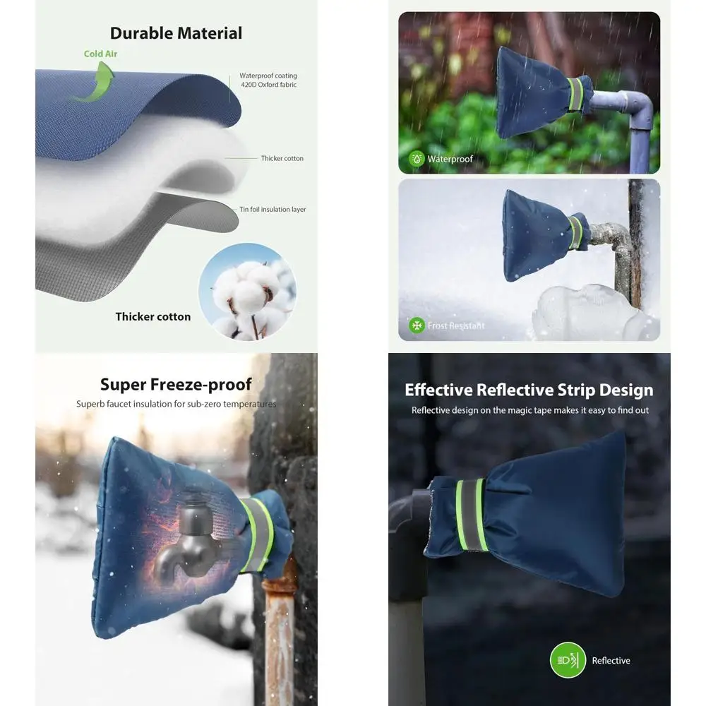 

Winter Insulated Outdoor Faucet Covers, 8.3x6.7, Reflective, 8-Pack Blue