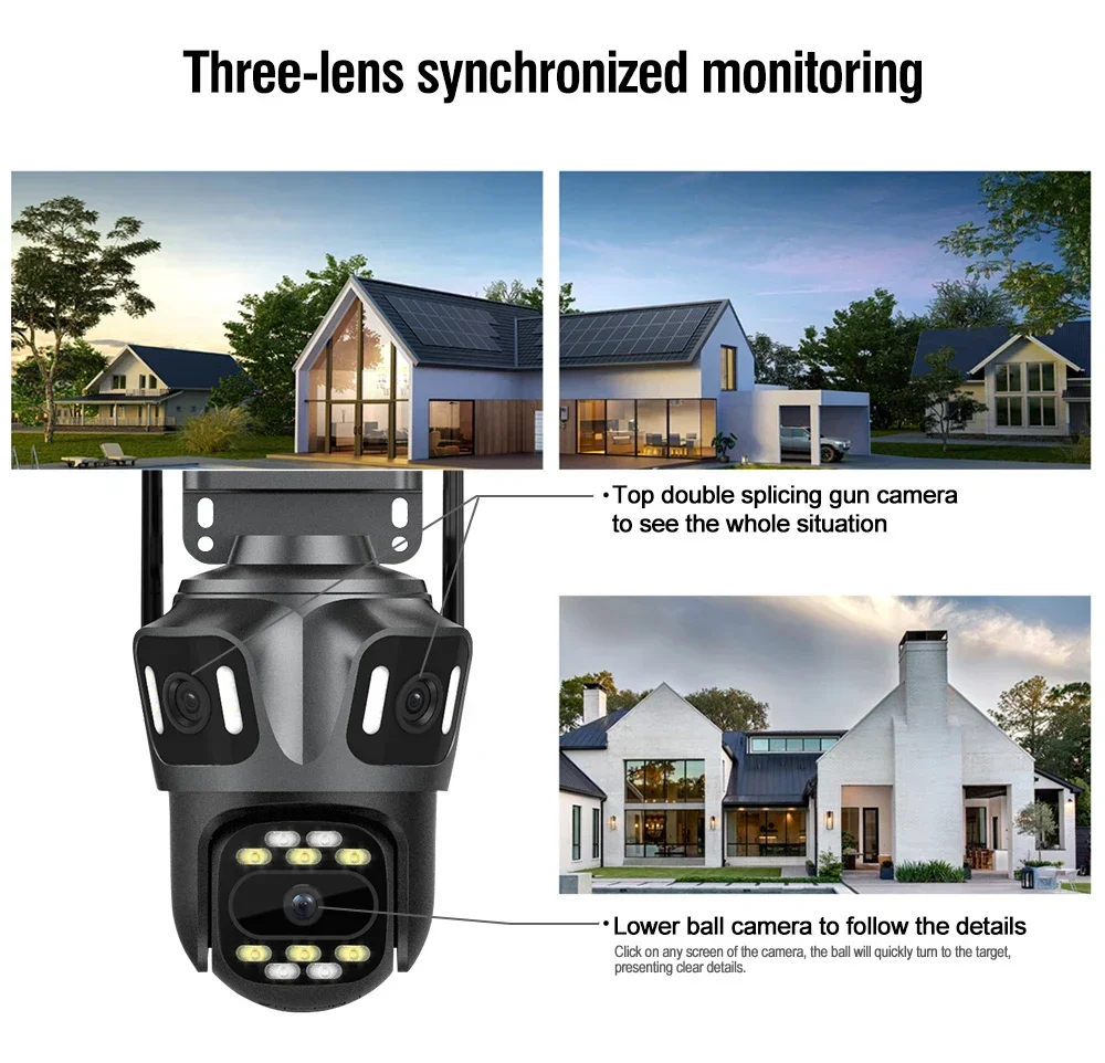 PEGATISAN 8MP 4K WIFI Überwachungskamera Auto Tracking Outdoor Drei Bildschirme 360 °   Video Drahtlose Sicherheit CCTV IP-Kameras ICSee